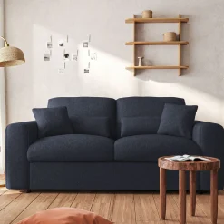 Canapé En Tissu|Canapé 3 Places*alinea Canapé 3 places fixe en tissu chenille Benjo - marine Bleu