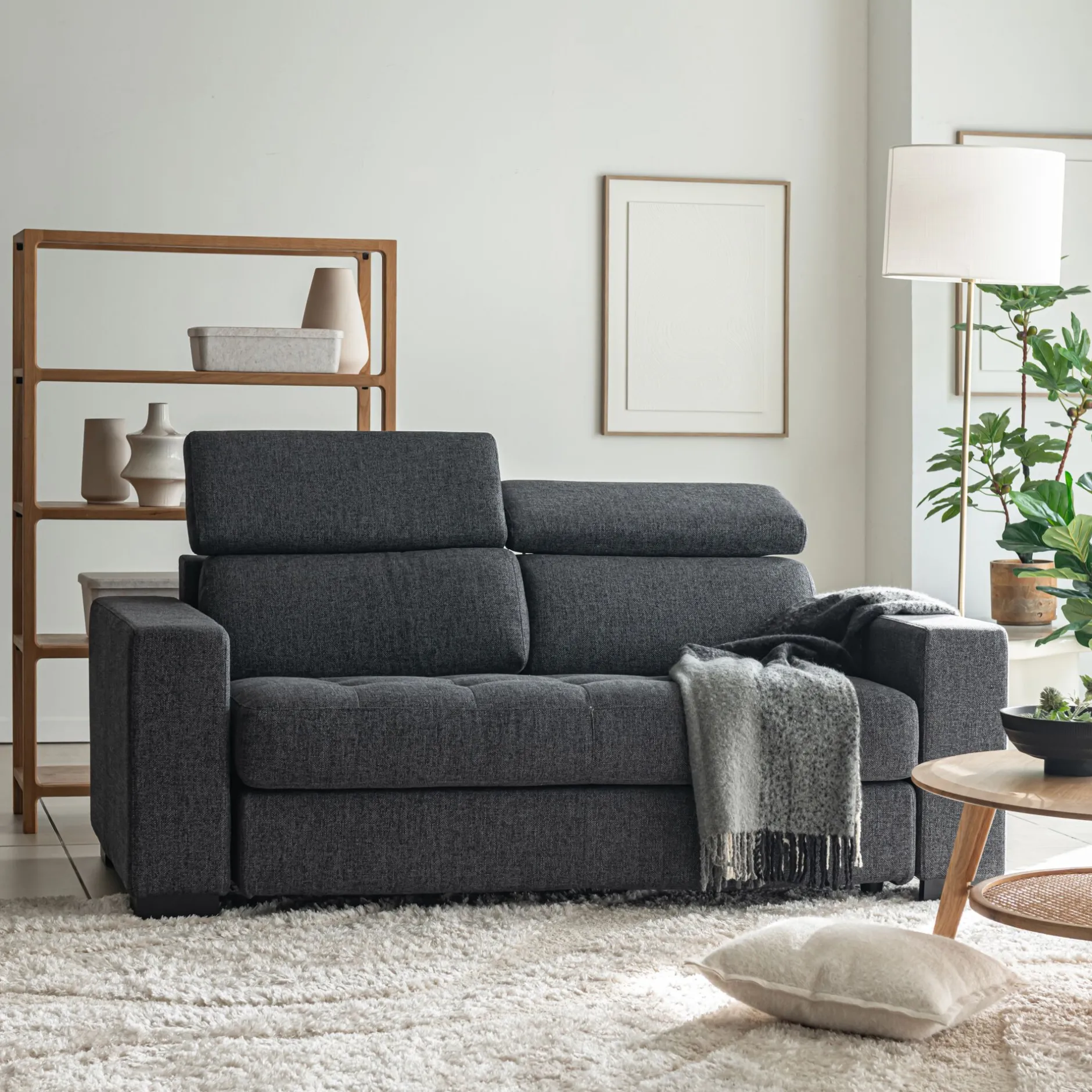 Canapé 2 Places*alinea Canapé 2 places fixe en tissu pop avec accoudoirs 20cm - anthracite Gris