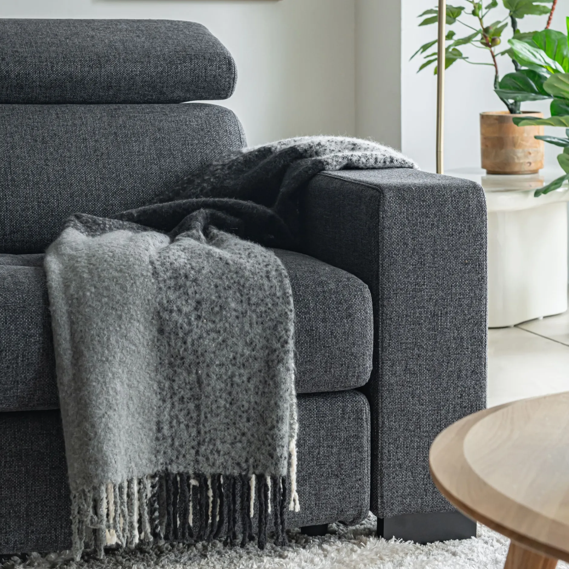 Canapé 2 Places*alinea Canapé 2 places fixe en tissu pop avec accoudoirs 20cm - anthracite Gris