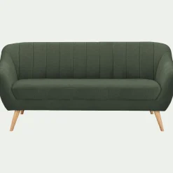 Canapé En Tissu|Canapé 3 Places*alinea Canapé 3 places fixe en tissu bouclette monza - cèdre Vert