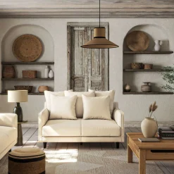 Canapé 2 Places*alinea Canapé 2 places fixe en tissu joint - roucas Beige