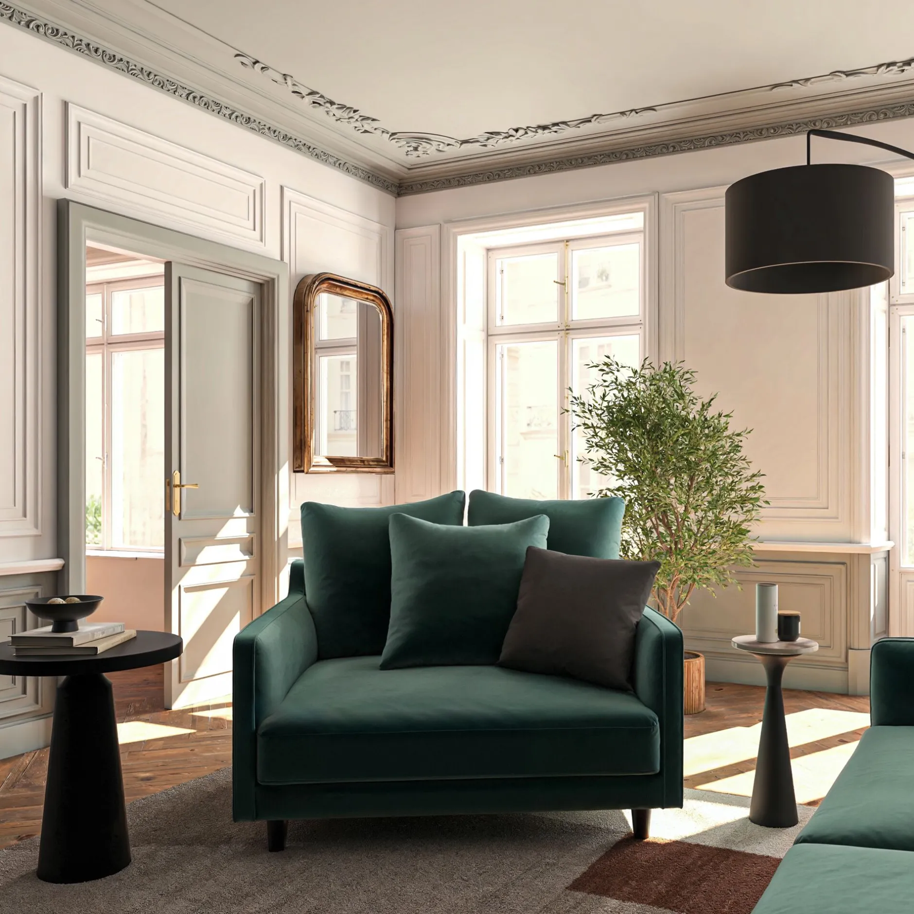 Petit Canapé|Fauteuil*alinea Canapé 1,5 places fixe en tissu velvet - sauge Vert