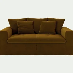 Canapé 2 Places*alinea Canapé 2 places fixe en tissu velours - bronze Marron