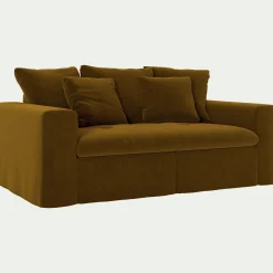 Canapé 2 Places*alinea Canapé 2 places fixe en tissu velours - bronze Marron