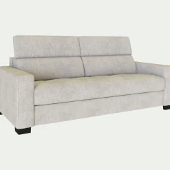 Canapé 3 Places*alinea Canapé 3 places fixe en tissu monclar avec accoudoirs 20cm - roucas Beige