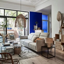 Canapé En Tissu|Canapé Droit*alinea Canapé 4 places fixe en tissu avec fonction avance-recul - roucas Beige