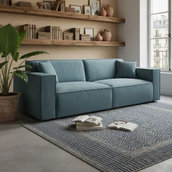 Canapé 4 Places*alinea Canapé 4 places fixe en tissu genesis - Bleu
