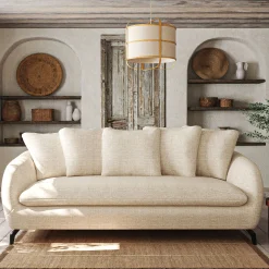 Canapé En Tissu|Canapé 3 Places*alinea Canapé 3 places fixe en tissu tramé - écru Blanc