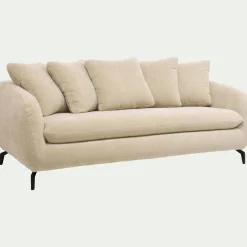 Canapé En Tissu|Canapé 3 Places*alinea Canapé 3 places fixe en tissu tramé - écru Blanc