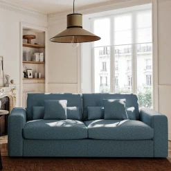 Canapé 5 Places|Canapé Fixe*alinea Canapé 5 places fixe en tissu bouclette - Bleu