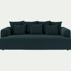 Canapé En Velours|Canapé 4 Places*alinea Canapé 4 places fixe en tissu velours - foncé Bleu