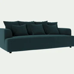 Canapé En Velours|Canapé 4 Places*alinea Canapé 4 places fixe en tissu velours - foncé Bleu