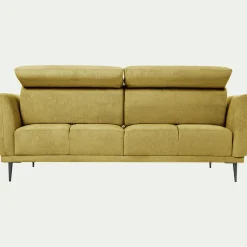 Canapé En Tissu|Canapé 3 Places*alinea Canapé 3 places fixe en tissu memphis avec fonction avance-recul - argan Jaune