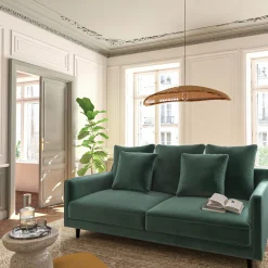 Canapé 3 Places*alinea Canapé 3 places fixe en tissu velvet - sauge Vert
