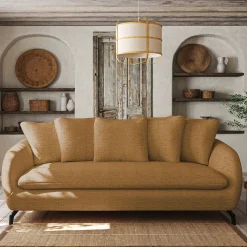 Canapé En Tissu|Canapé 3 Places*alinea Canapé 3 places fixe en tissu tramé - bronze Marron