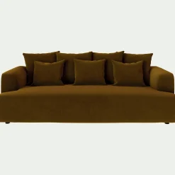 Canapé En Velours|Canapé 4 Places*alinea Canapé 4 places fixe en tissu velours - bronze Marron
