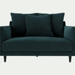 Fauteuil|Petit Canapé*alinea Canapé 1,5 places fixe en tissu velvet - foncé Bleu