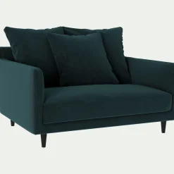 Fauteuil|Petit Canapé*alinea Canapé 1,5 places fixe en tissu velvet - foncé Bleu