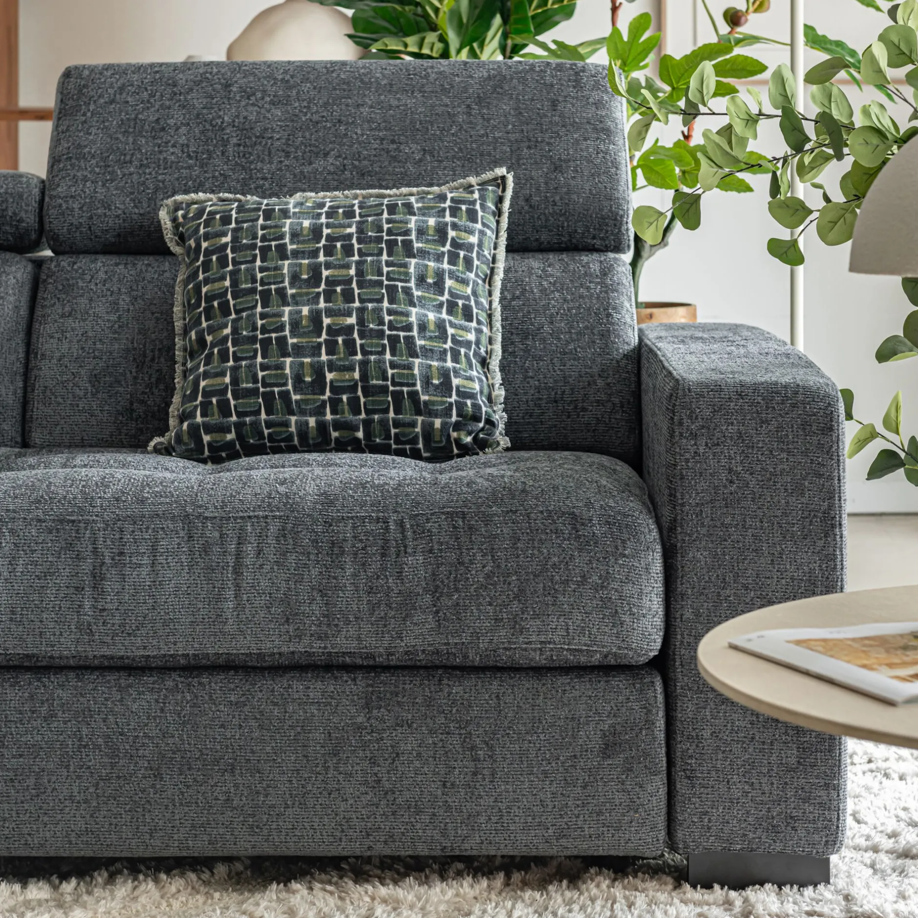 Canapé 3 Places|Canapé Fixe*alinea Canapé 3 places fixe en tissu Genesis avec accoudoirs 20cm - ardoise Gris