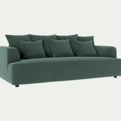 Canapé En Velours|Canapé 4 Places*alinea Canapé 4 places fixe en tissu velours - sauge Vert