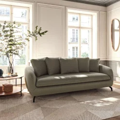 Canapé 3 Places|Canapé En Tissu*alinea Canapé 3 places fixe en tissu doux - garrigue Vert