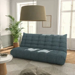 Canapé 4 Places*alinea Canapé 4 places fixe en tissu bouclette - Bleu