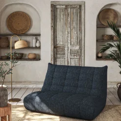 Canapé 3 Places*alinea Canapé 3 places fixe en tissu chenille - marine Bleu