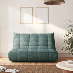 Canapé 3 Places*alinea Canapé 3 places fixe en tissu chenille - calaluna Bleu