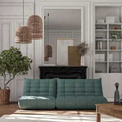 Canapé 3 Places*alinea Canapé 3 places fixe en tissu chenille - calaluna Bleu