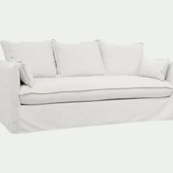 Canapé 3 Places*alinea Canapé 3 places fixe en tissu wind - écru Blanc