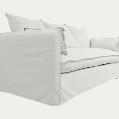 Canapé 3 Places*alinea Canapé 3 places fixe en tissu wind - écru Blanc