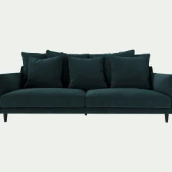 Canapé En Tissu|Canapé 4 Places*alinea Canapé 4 places fixe en tissu velvet - foncé Bleu