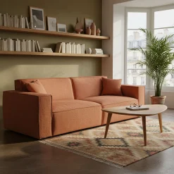 Canapé 4 Places*alinea Canapé 4 places fixe en tissu genesis - Brun rustrel