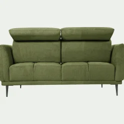 Canapé 2 Places*alinea Canapé 2 places fixe en tissu memphis avec fonction avance-recul - vet cèdre Vert