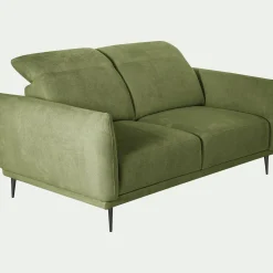 Canapé 2 Places*alinea Canapé 2 places fixe en tissu memphis avec fonction avance-recul - vet cèdre Vert