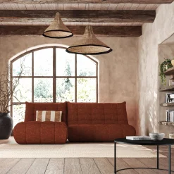 Canapé 2 Places|Canapé Modulable*alinea Canapé 2 places fixe en tissu chenille - brun rustrel Marron