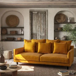 Canapé En Tissu|Canapé 4 Places*alinea Canapé 4 places fixe en tissu velvet - argan Jaune