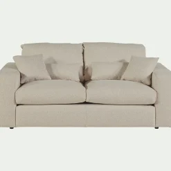 Canapé 3 Places*alinea Canapé 3 places fixe en tissu bouclette - Blanc écru