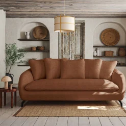 Canapé En Tissu|Canapé 3 Places*alinea Canapé 3 places fixe en tissu tramé - brun rustrel Marron