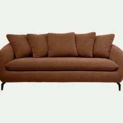 Canapé En Tissu|Canapé 3 Places*alinea Canapé 3 places fixe en tissu tramé - brun rustrel Marron