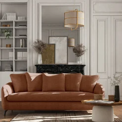 Canapé 4 Places*alinea Canapé 4 places fixe en tissu tramé - brun rustrel Marron