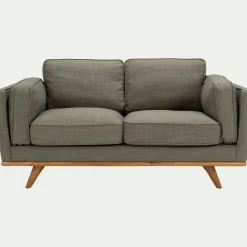 Canapé En Lin|Canapé En Tissu*alinea Canapé 2 places fixe en tissu kaki cèdre Vert