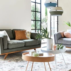 Canapé En Lin|Canapé En Tissu*alinea Canapé 2 places fixe en tissu kaki cèdre Vert