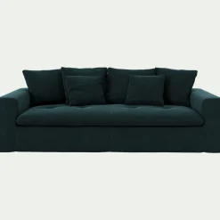 Canapé En Velours|Canapé 4 Places*alinea Canapé 4 places fixe en velours - foncé Bleu