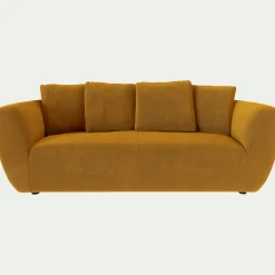 Canapé 3 Places*alinea Canapé 3 places fixe en velours Velvet - Jaune argan