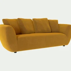 Canapé 3 Places*alinea Canapé 3 places fixe en velours Velvet - Jaune argan