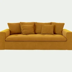 Canapé En Velours|Canapé 4 Places*alinea Canapé 4 places fixe en velours - Jaune argan