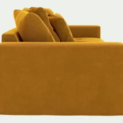 Canapé En Velours|Canapé 4 Places*alinea Canapé 4 places fixe en velours - Jaune argan