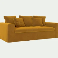 Canapé 3 Places*alinea Canapé 3 places fixe en velours - Jaune argan