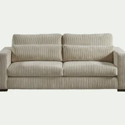 Canapé 3 Places*alinea Canapé 3 places fixe en velours côtelé Azores - gris Taupe